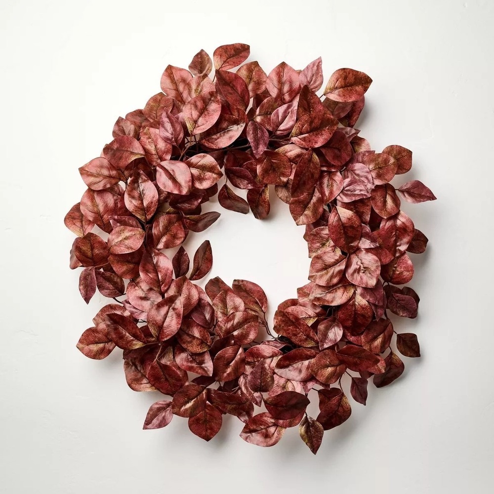 26" Faux Beech Leaf Fall Wreath Rusted - Hearth & Hand Magnolia, Target
